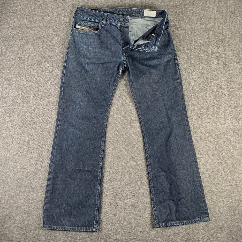 Vtg Diesel Zatiny Jeans Men 32x29 Bootcut Y2K Button Fly Rave Biker Italy Made